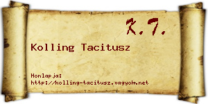 Kolling Tacitusz névjegykártya